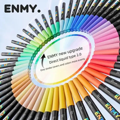 ENMY Black box Direct Liquid acrylic markers with paper 24-80 colors soft head colorful painting pen DIY Paint Marker