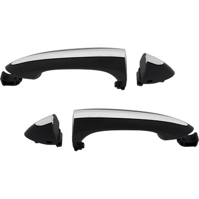Replacement Exterior Door Handle Plastic Black with chrome insert, Front, Driver & Passenger Side, SET-RC46250015K