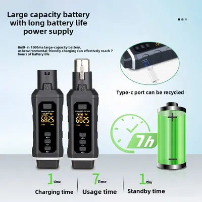 Professional UHF Wireless Handheld Microphone Wired-to-Wireless Converter for Instruments/Audio Mixers with Transceiver