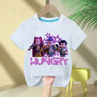 Children's Cotton T-shirt KPop Demon Hunter Printed Fashion Casual Top 2025 Movie Round Neck Cartoon Girl Boy T-shirt