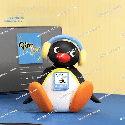 Pingu Listening to Music, Shaking Head Sound System, Birthday Gift, Creative Gift