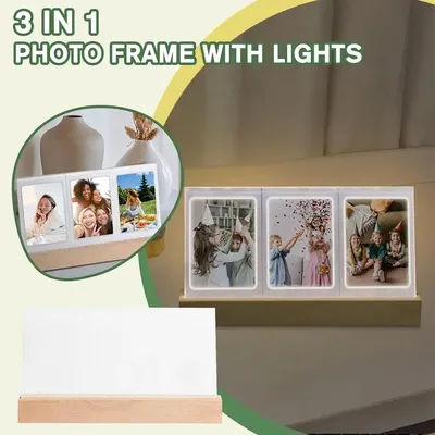 3 in 1 3 Inch Photo Frame Acrylic LED Light Instant Film Camera For Fujifilm Instax Mini 12/11/9/8/40/90/Evo Mini Picture Frame