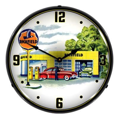 Collectable Sign and Clock Richfield Gas Station Backlit Wall Clock
