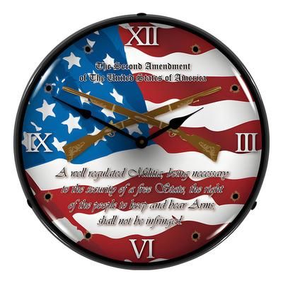 Collectable Sign and Clock 2nd Amendment Backlit Wall Clock