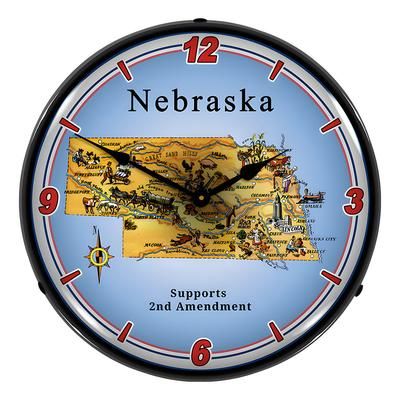 Collectable Sign and Clock Nebraska Supports the 2nd Amendment Backlit Wall Clock