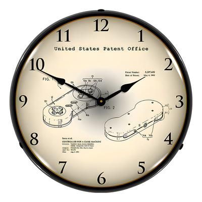 Collectable Sign and Clock 1991 Super Nintendo Controller Patent Blueprint Backlit Wall Clock