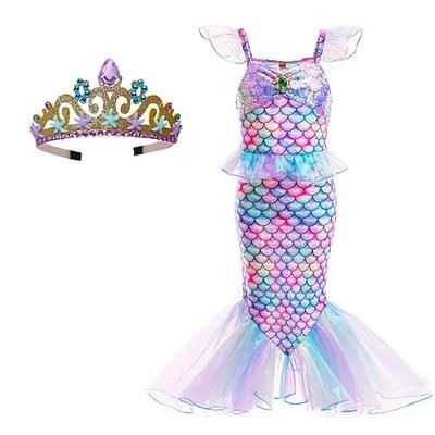Settimana del libro 2026 La sirenetta La sirenetta La coda della sirenetta Abito da principessa acquamarina Abito da Halloween Costume da cosplay Costume da festa a tema Cosplay Film Cosplay per bambine Carnevale in maschera per bambini