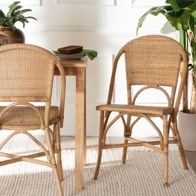 bali & pari Jaylyn Bohemian Natural Rattan Dining Chair by Bali & Pari in Natural (Size ONE SIZE)