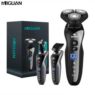 Men's 3-in-1 Electric Shaver Set, Dry and Wet 3D Men's Electric Shaver, Rechargeable Rotary Shaver Father's Day Gift