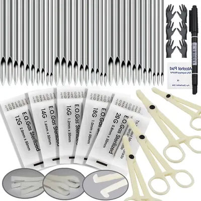 98/69/48/7PCS Piercing Tool Kit Professional Ear Nose Piercing Needles Clamp Glove Marker Pen Tragus Lip Navel Piercing Tool Set