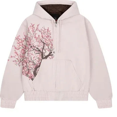 2025 European and American women's hooded sweatshirt, plant flower 3D digital printing, daily versatile zipper hoodie jacket
