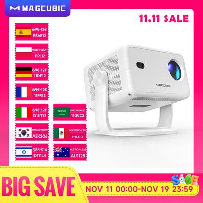 Magcubic Auto Focus Android 14 4K Projector 400ANSI 8K Native 720P HY300 Max With Wifi6 BT5.4 Allwinner H726 Portable Outdoor