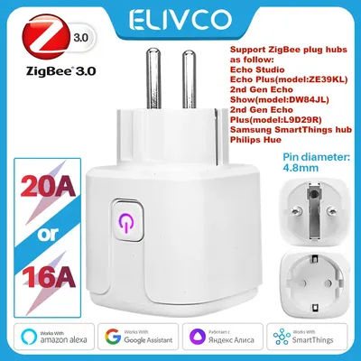 Smart Plug Zigbee EU 16A/20A Smart Socket With Timed countdown Voice Control Works Whit Alexa Google Home Alice