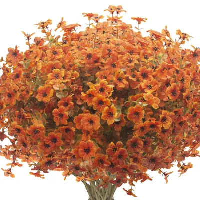 6pcs Artificial Flowers Outdoors Fake Plants UV Resistant Plastic Shrubs Plants Home Fall Front Door Porch Garden Autumn Decor