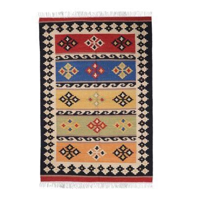 New Home,'Hand Made Wool Area Rug from India (4 x 6)'