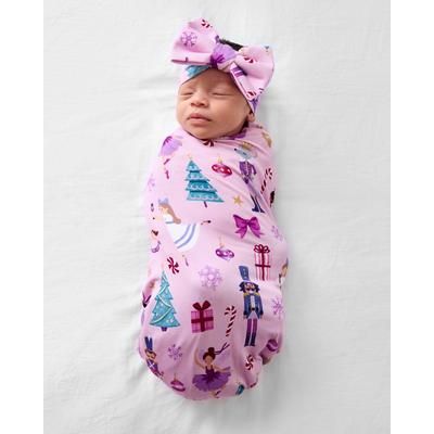 Nutcracker Ballet Swaddle & Luxe Baby Girl Soft & Stretchy Bamboo Bow Headbands Set - OSFA