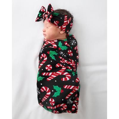 Merry Mints Swaddle & Luxe Baby Girl Soft & Stretchy Bamboo Bow Headbands Set - OSFA