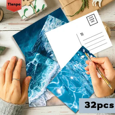 32pcs, Sea Scenery Postcards, Wall Stickers, Mailing Cards, Greeting Cards, DIY Postcards, Souvenir Postcards, Decoration Produc