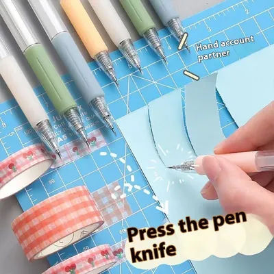 Paper Cut Knife with Pen Refill - Ergonomic Multi-Function Tool for Scrapbooking, Packaging & Precision Cutting