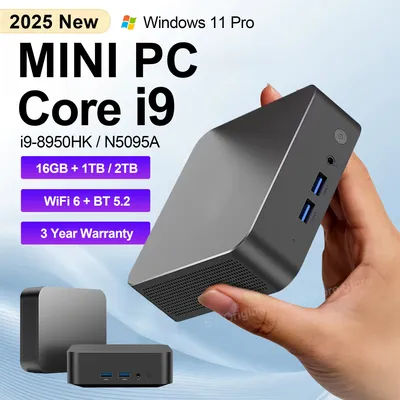 2025 MINI PC Core i9 8950HK/N5095A 16GB DDR4 512GB 1TB 2TB SSD Windows 11 Pro Computer Wifi6 UHD Graphics BT5.2 PC Gamer Desktop