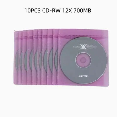 10PCS 12cm CD-RW Rewritable Blank recordable Discs 700MB 12X