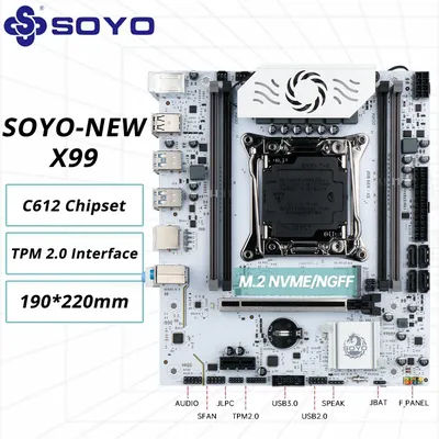 SOYO New Upgrade X99 Motherboard C612 Chip Dual Channel DDR4 Memory LGA2011-3 Supports TPM 2.0 M.2 NVME For Gaming Computers