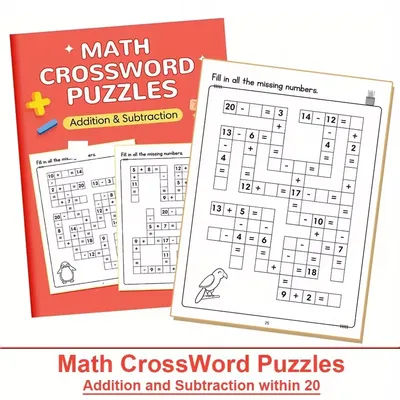 Math Crossword Puzzles for Ages 5-8 - Montessori Math Workbook with Addition Subtraction Multiplication Division Criss Cros