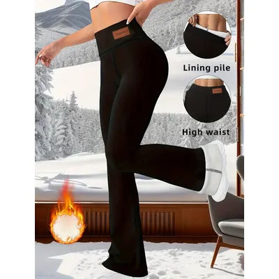Women's fleece lined leggings winter flared leggings warm training hiking yoga pants