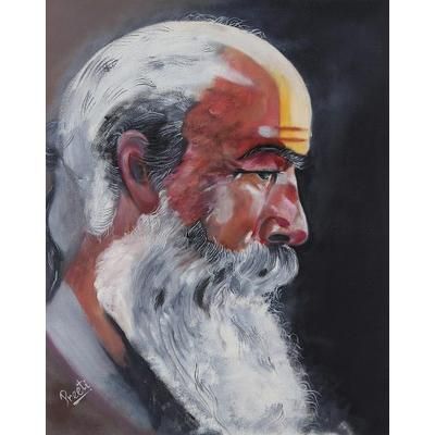 Sadhu I,'Signed Realist Painting of a Sadhu in Profile from India'