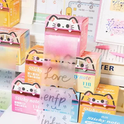 Mr Paper 4Style 110/440pcs Cute Heart Cat Pull-out Pearl Sticky Stickers Suitable for students to make notes notes notes plan