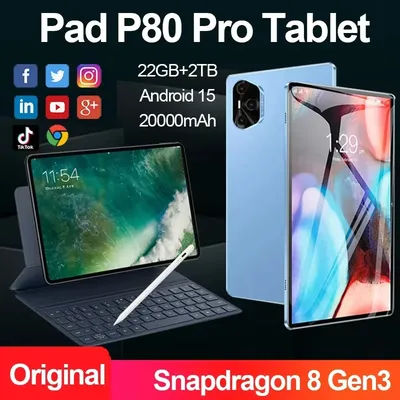 Pad P80 Pro Android Tablet 11inch HD 4K Screen Android 15 Snapdragon 8Gen3 5G Network WiFi GPS Global Language Phone Tablets PC