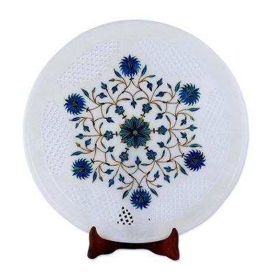 Star Burst,'Star Motif Marble Inlay Decorative Plate from India'