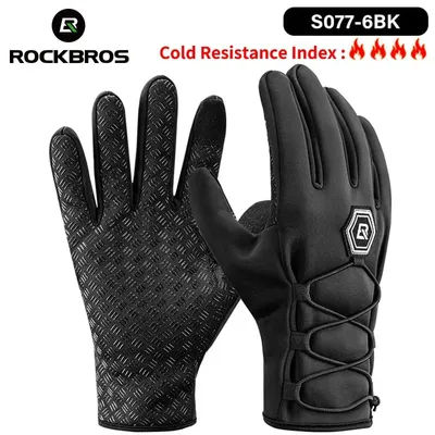 ROCKBROS Keep Warm Bicycle Gloves Winter Autumn Thermal Fleece Windproof Cycling Gloves Touch Screen Sports MTB Road Bike Gloves