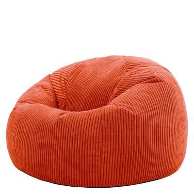 Pouf in velluto a coste terracotta arancione