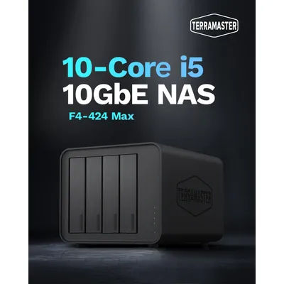 TERRAMASTER F4-424 Max NAS Storage - 4Bay Core i5 1235U 10Cores 12 Threads, 8GB DDR5 RAM, Network Attached Storage(Diskless)