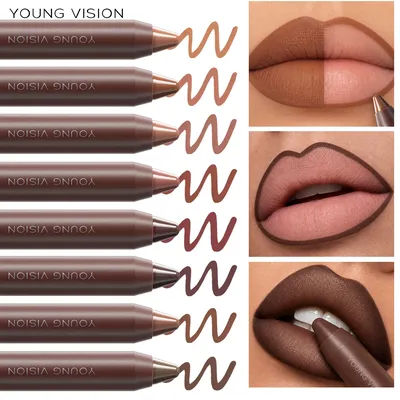Matte Soft Mist Lip Liner Lipsticks 6 Colors Smooth and Pigmented Non-Stick Chocolate Lipsticks