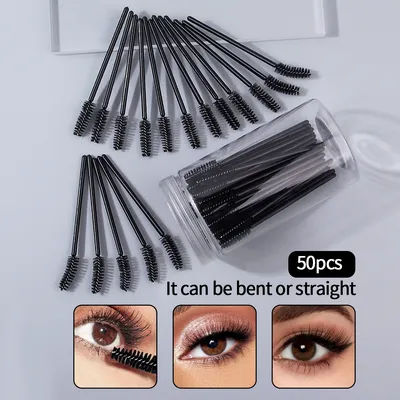 50PCS eyelash comb and eyebrow brush set - convenient for applying mascara and extending eyelashes, portable makeup tool