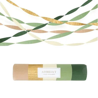 5Pcs Bohemian Style Paper Ribbons - Olive Green, Sage Green, Ivory, Gold, Khaki - Perfect for Weddings, Birthdays, Bridal/Baby Showers, Holiday Decorations, Party Decorations | Bohemian Decoration