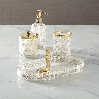 Ines Handpainted Glass Bath Accessories - Soap Dispenser - Frontgate