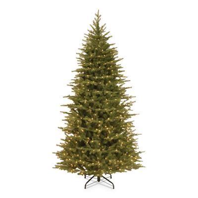 National Tree Company Pre-Lit Nordic Spruce Slim Tree, 44" x 44" x 78", Green Tree, Green Tree Stand (NTTPENS132165)