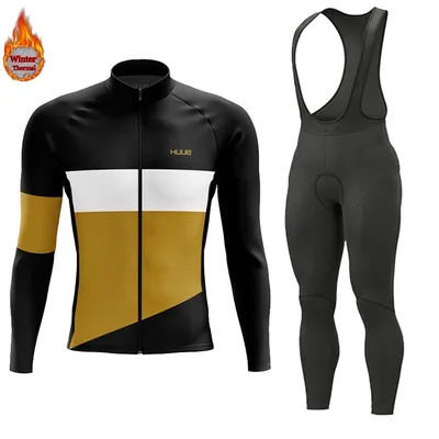 huub Men New Team Winter Cycling Clothing Ropa Ciclismo Hombre Long Sleeve Thermal Fleece Bicycle Jersey Bib Pants Set Uniform