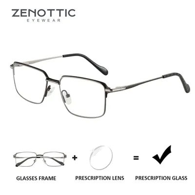 ZENOTTIC-Lunettes rectangulaires pour hommes, lunettes de myopie, lunettes optiques en métal de haute qualité, contrevenants progressifs, mode, taille XL