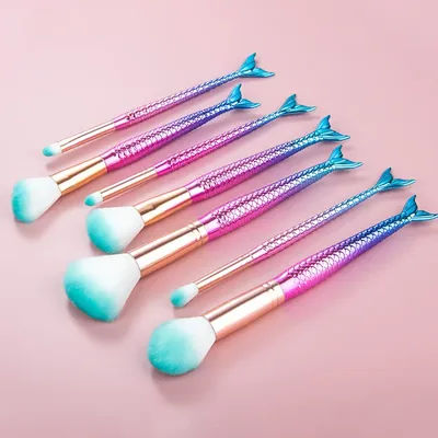 4pcs Professional Mermaid Makeup Brushes Set Eye Shadow Eyeliner High Quality Beauty Makeup Brush Tools Eyebrow Beauty Tools Kit
