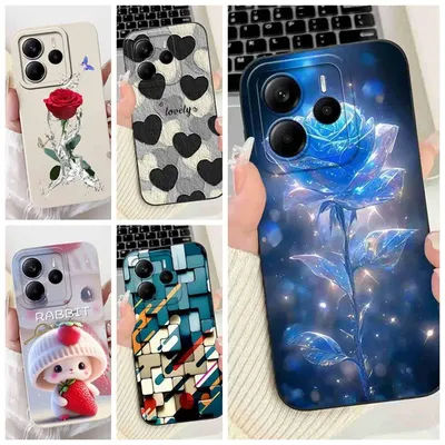 Couverture Rose de luxe pour Xiaomi Redmi Note 14 5G, coque de téléphone souple et mince de 6.67 pouces pour sacs Capa Redmi Note 14 Note14 5G