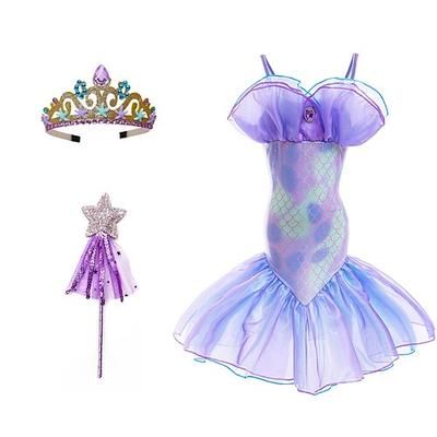 Settimana del libro 2026 La sirenetta La sirenetta La coda della sirenetta Abito da principessa acquamarina Abito da Halloween Costume da cosplay Costume da festa a tema Cosplay Film Cosplay per bambine Carnevale in maschera per bambini