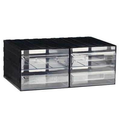 bloc 4 tiroirs mobil 103 mm noir/tiroir transparent