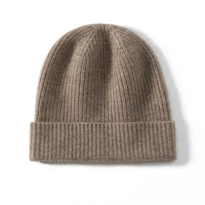 Chapeau tricoté en cachemire 100% de haute qualité pour femmes et hommes, bonnet décontracté, casquette d'hiver douce, chaude et coupe-vent