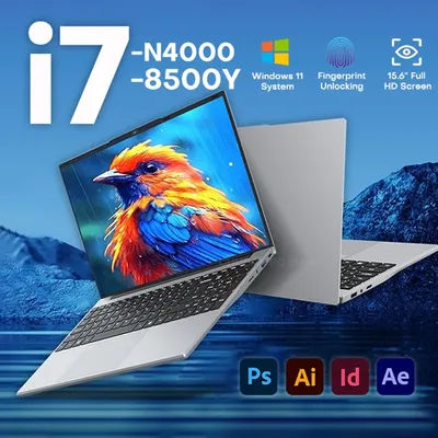 15.6" Intel Notebook PC Ultra Slim Laptop Intel Core i7-8500Y N4000 Laptop PC 16GB DDR4 1TB SSD Office Study Computer Windows 11