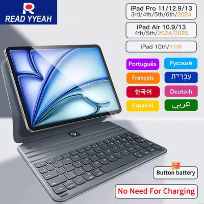 New 2025 Magic iPad Keyboard With Case For iPad 11th Air 4 5 6 Case Pro 11 12.9 11in 13in Bluetooth Wireless Keyboard Case Stand