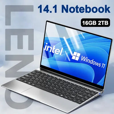 LENO 14.1" Ultra Slim Laptop 16GB RAM 2TB SSD Windows 11 Intel N3700 Notebook Gamer 1920*1080 Display Office Study Computer PC